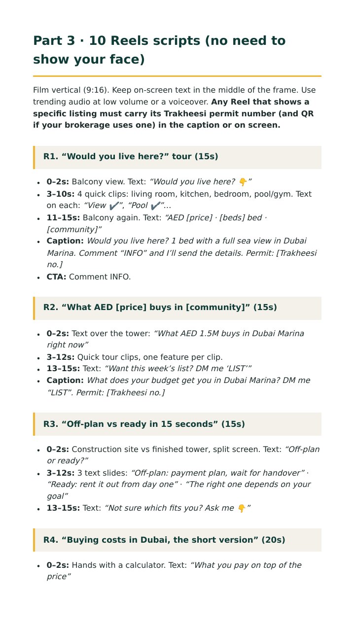 Kit page: Part 3, Reels scripts broken down second by second