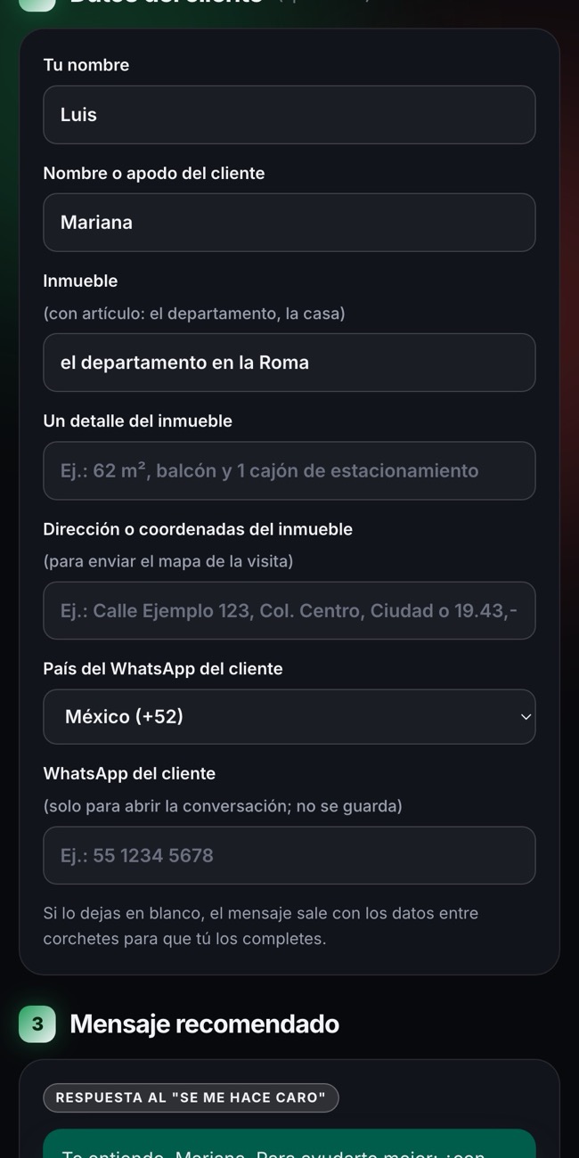 2. Pon el nombre y el inmueble