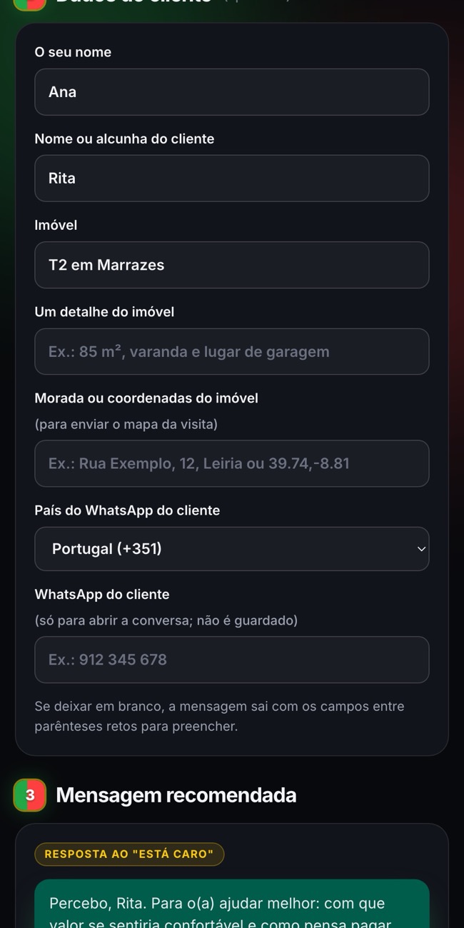 2. Ponha o nome e o imóvel